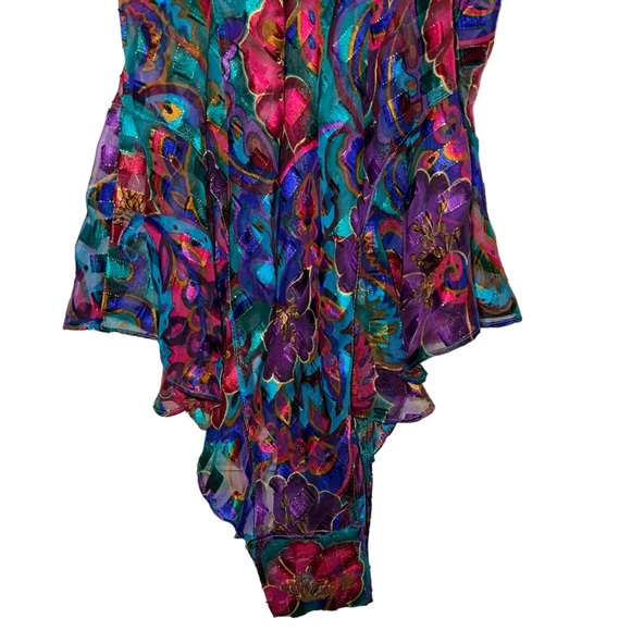 VS 90s Gold Label semisheer floral & paisley print in jewel tones teddy bodysuit - Picture 10 of 17